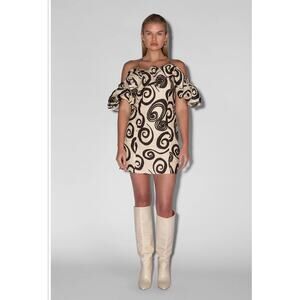 Anthropologie The Wolf Gang Mirador Linen Off-Shoulder Mini Dress XS NWT